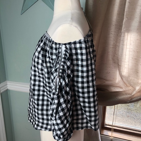 New Gingham Check Off Shoulder Hippie Rose - Picture 4 of 6